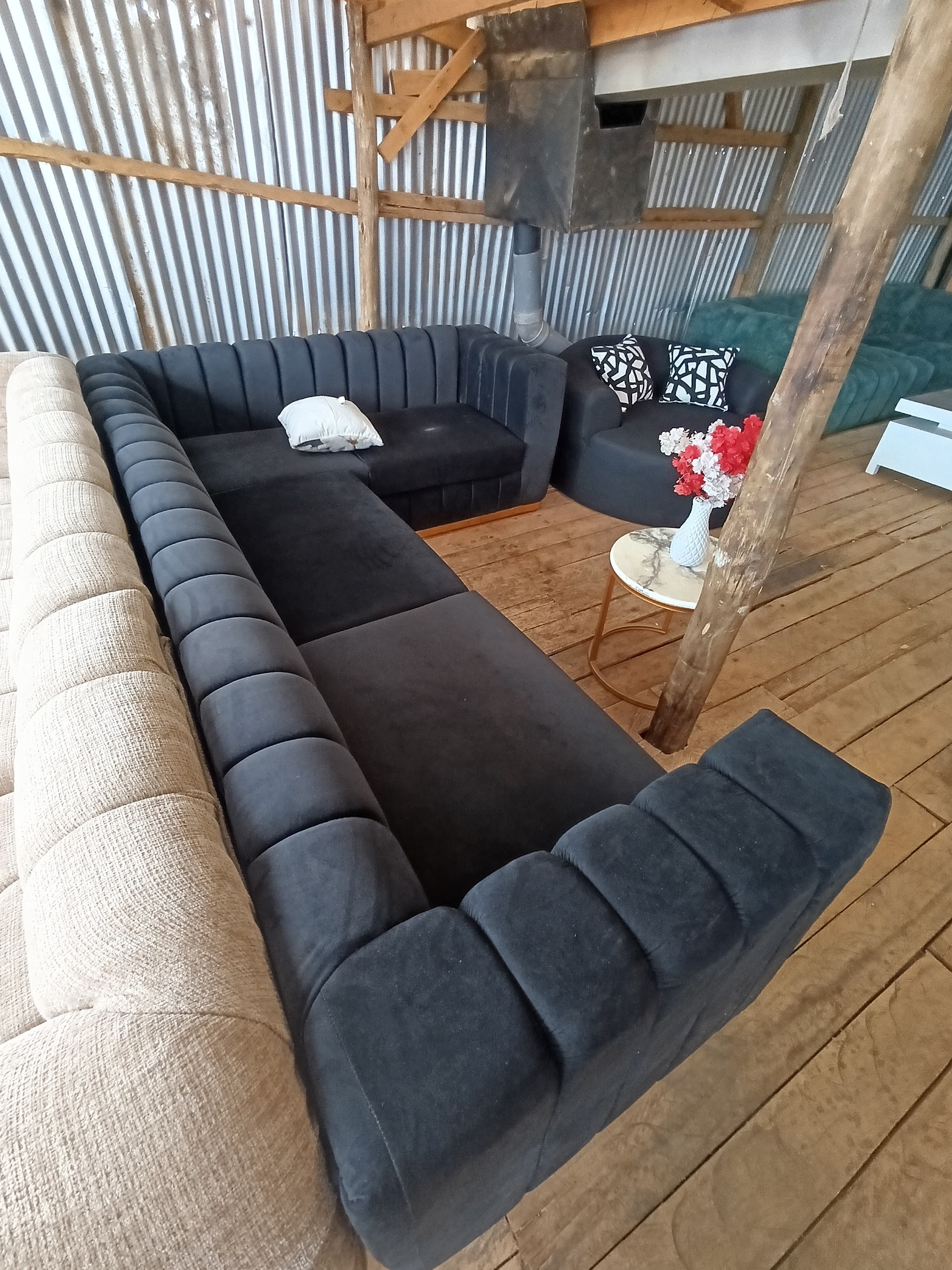 Black back permanent couch
