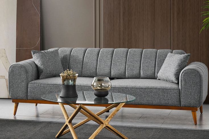 Modern Channel Back 3-Seater Sofa