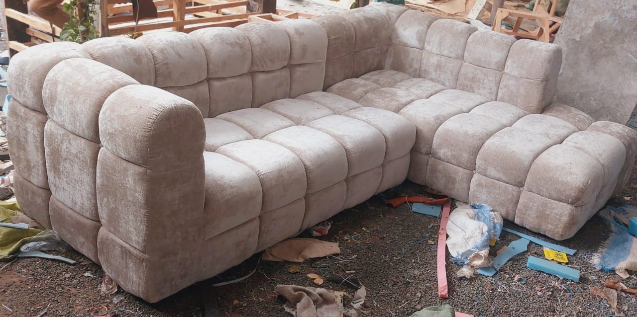 Plush Tufted L-Shaped Corner Sectional Sofa