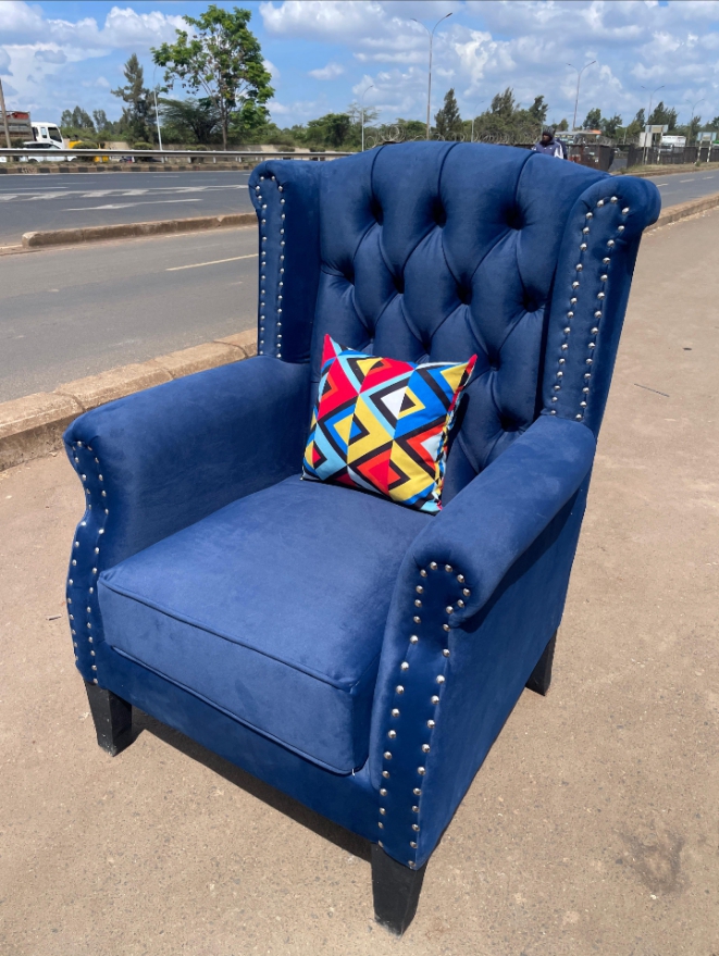 Royal Blue Chesterfield Wingback Accent Chair